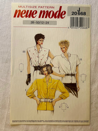 Neue Mode J20668 UNCUT Blouse Size 12-24