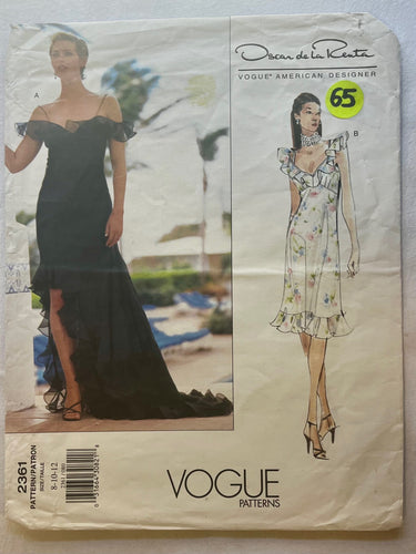 Vogue Oscar De La Renta 2361 PARTIALLY CUT Misses Dress Sizes 8-12