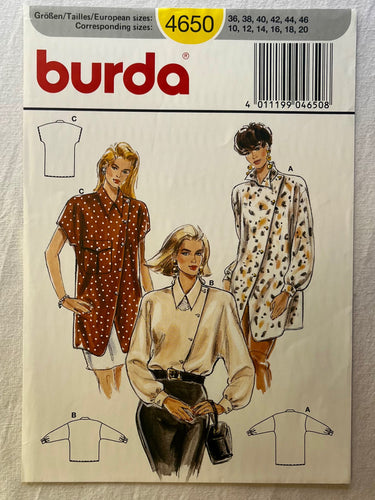 Burda 4650 UNCUT Blouse Size 10-20