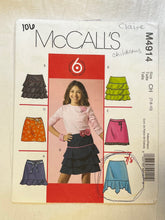 McCall's M4914 Sewing Pattern PARTIALLY CUT Girls' Skirts Sizes 7, 8, 10
