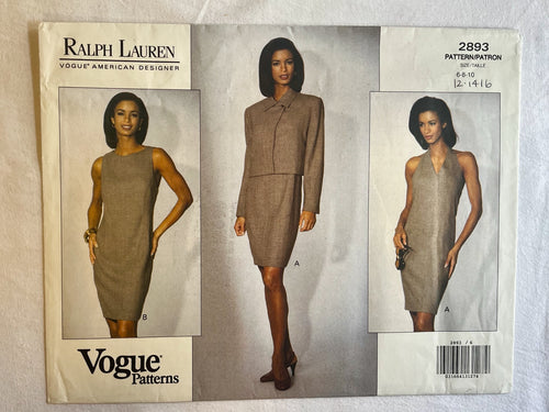 Vogue Ralph Lauren 2893 PARTIALLY CUT Misses Dress Sizes 6-10