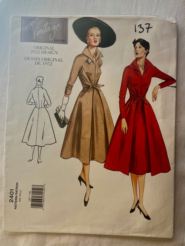 Vintage Vogue 2401 UNCUT Misses Dress Sizes 18-22