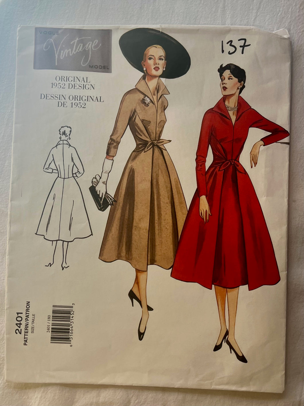 Vintage Vogue 2401 UNCUT Misses Dress Sizes 18 22 Wee Scotty