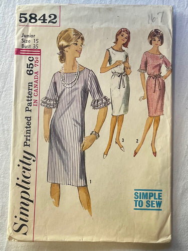 Simplicity 5842 UNCUT Misses Dress Size 15