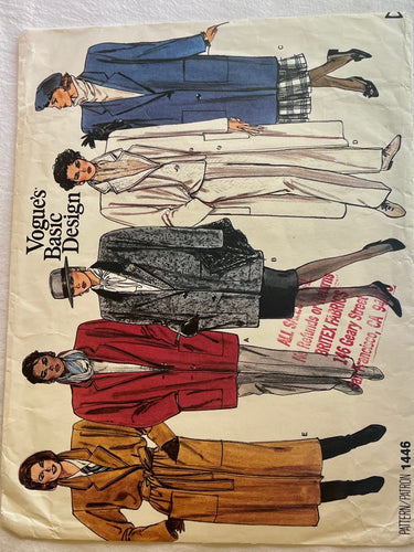 Vogue Basic Design 1446 UNCUT Coat Sizes 8-12
