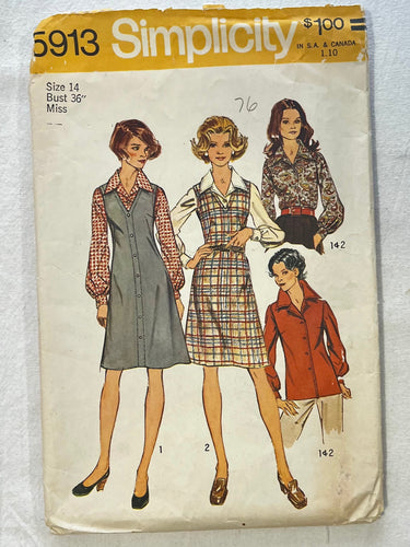 Simplicity 5913 CUT Blouse Size 14