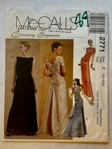 McCall's 2771 PARTIALLY CUT Misses Dress Sizes 16-20