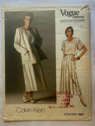 Vogue 1507 PARTIALLY CUT Adult Skirt and Jacket Sizes 8-16