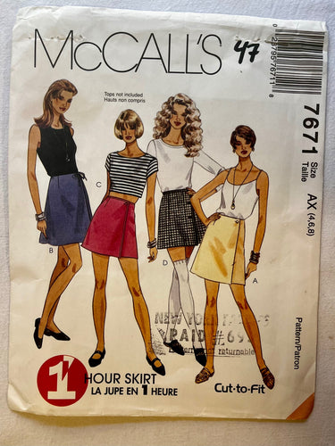 McCall's 7671 PARTIALLY CUT Adult Skirts Sizes 4-8