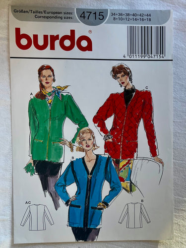 Burda 4715 UNCUT Jacket Sizes 8-18