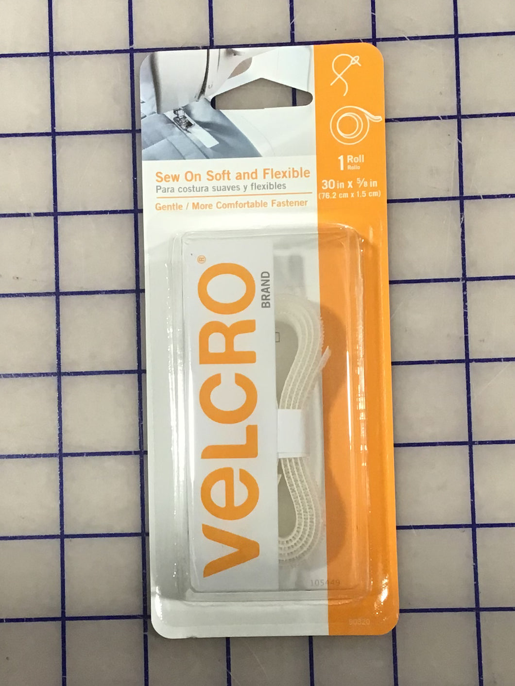 Sew On Velcro Roll White