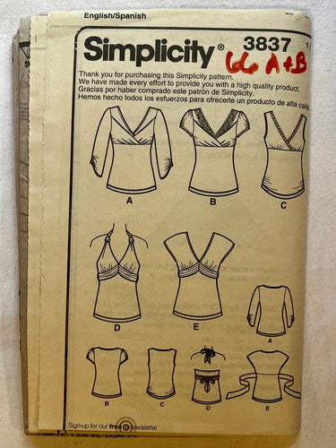Simplicity 3837 UNCUT Blouse Sizes 14-22