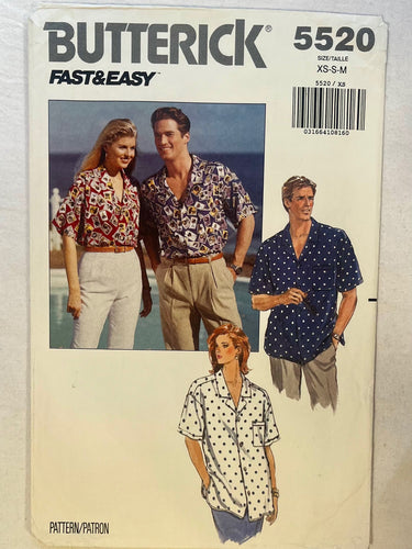 Butterick Fast and Easy 5520 CUT Men's Wear Size M