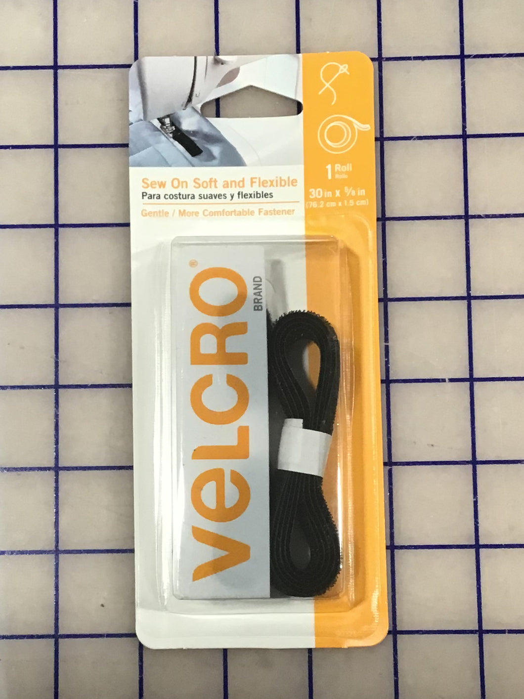 Sew On Velcro Roll Black