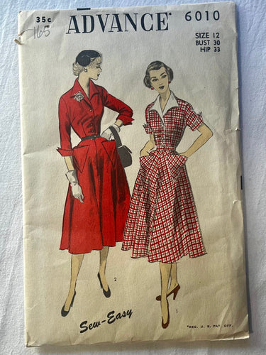 Advance 6010 CUT Misses Dress Size 12