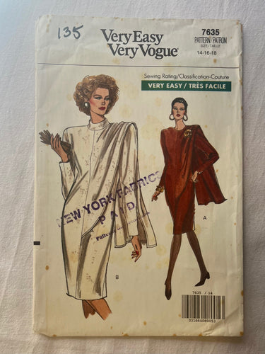 Very Easy Very Vogue 7635 UNCUT Misses Dress Sizes 14-18