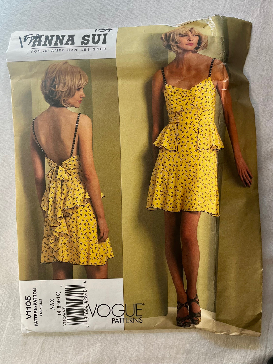 Vogue Anna Sui V1105 UNCUT Misses Dress Sizes 4-10 – Wee Scotty Vogue Anna Sui V1105 UNCUT Misses Dress Sizes 4-10 – Wee Scotty