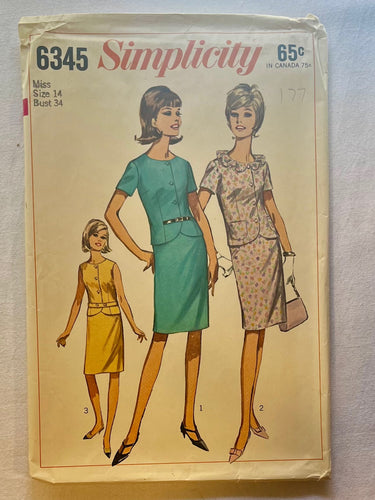 Simplicity 6345 UNCUT Misses Dress Size 14