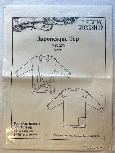 The Sewing Workshop Japonesque Top UNCUT Blouse One Size