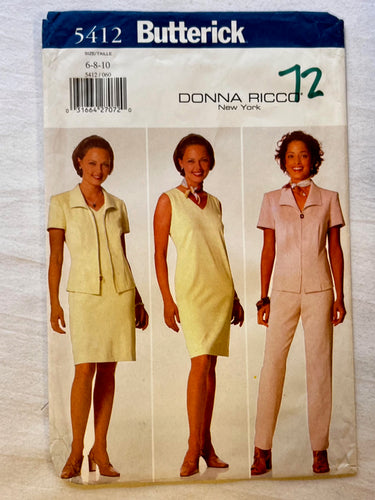 Butterick Donna Ricco 5412 UNCUT Suit Sizes 6-10