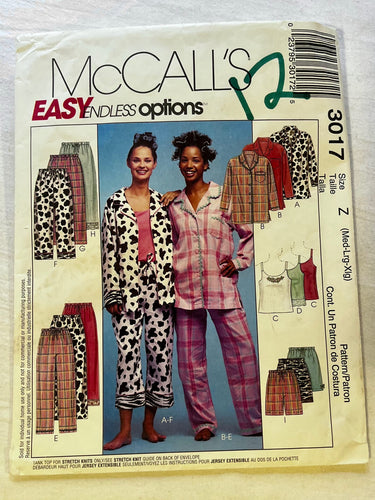 McCall's 3017 CUT Loungewear Size Medium