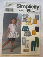 Simplicity 5703 Pattern PARTIALLY CUT Girls Tops and Pants Sizes 3, 4, 5, 6