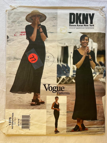 Vogue DKNY 1375 PARTIALLY CUT Misses Dress Sizes 12-16