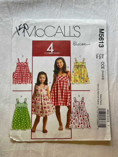 McCall's M5613 Pattern CUT Girl's Dress Size 4