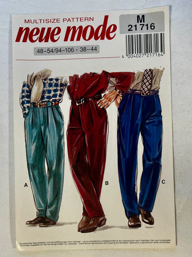 Neue Mode M21716 UNCUT Men's Wear Sizes 38-44