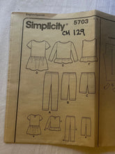 Simplicity 5703 Pattern PARTIALLY CUT Girls Tops and Pants Sizes 3, 4, 5, 6