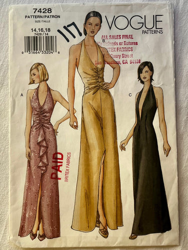 Vogue 7428 CUT Misses Dress Size 18