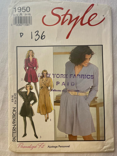 Style 1950 UNCUT Misses Dress Sizes 6-16