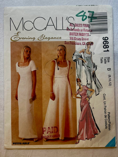 McCall's 9681 PARTIALLY CUT Misses Dress Sizes 8-12