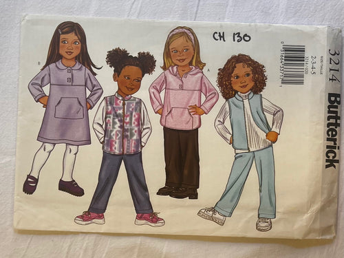 Butterick 3214 Pattern PARTIALLY CUT Girls Sweaters and Pants Sizes 2, 3, 4, 5