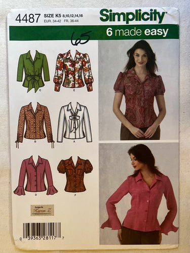 Simplicity 4487 UNCUT Blouse Sizes 8-16