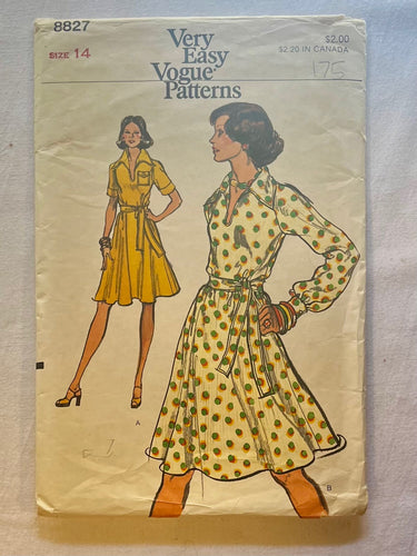 Very Easy Very Vogue 8827 PARTIALLY CUT Misses Dress Size 14