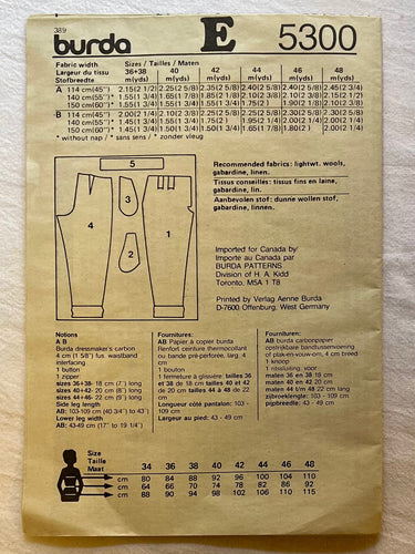 Burda 5300 CUT Men's Wear Size 48