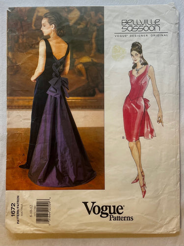 Vogue Bellville Sassoon 1672 CUT Misses Dress Size 12