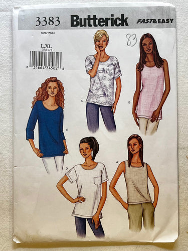 Butterick 3383 UNCUT Blouse Sizes L & XL
