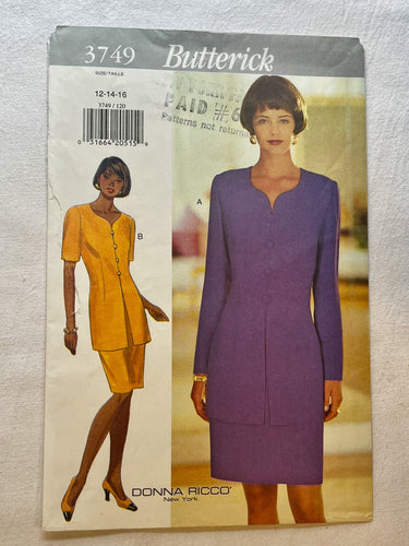 Butterick 3749 PARTIALLY CUT Misses Dress Sizes 12-16