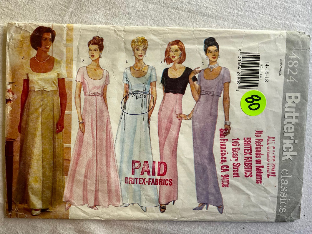 Butterick 4824 CUT Misses Dress Size 14 Wee Scotty Butterick 4824 CUT Misses Dress Size 14 Wee Scotty