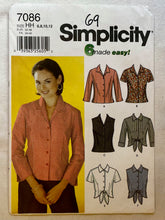 Simplicity 7086 PARTIALLY CUT Blouse Sizes 6-12