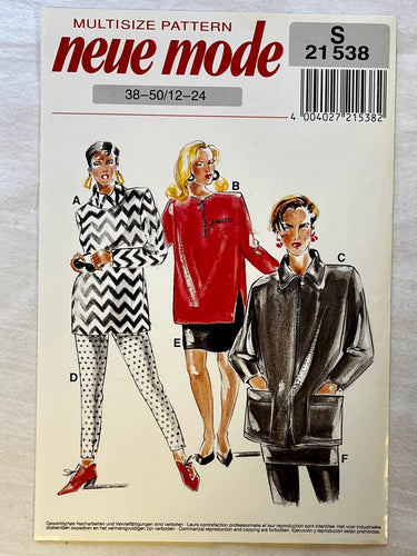 Neue Mode S21538 UNCUT Adult Casual/Athletic Wear Sizes Sizes 12-24