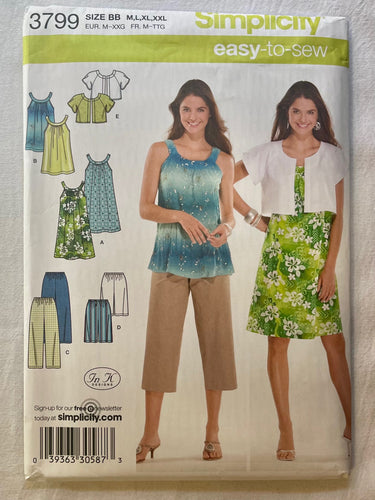 Simplicity Easy to Sew 3799 UNCUT Misses Dress Sizes M-XXL