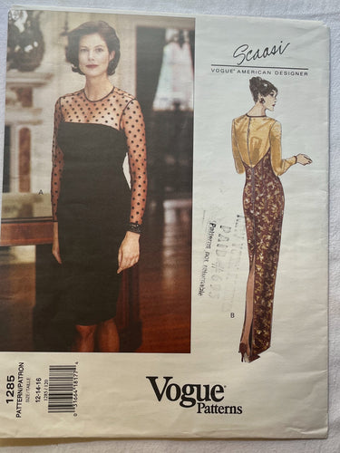 Vogue Scaasi 1285 UNCUT Misses Dress Sizes 12-16