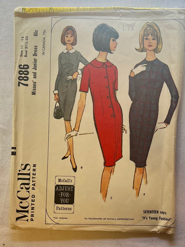 McCall's 7886 PARTIALLY CUT Misses Dress Size 11-13