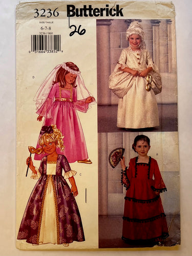 Butterick 3236 CUT Kids Costumes Size 7