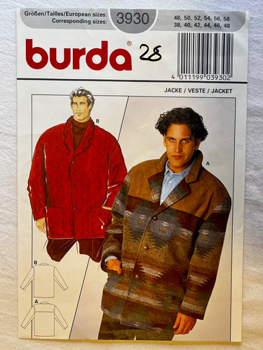 Burda 3930 PARTIALLY CUT Men's Wear Sizes 38-48