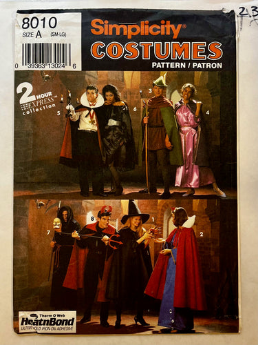 Simplicity Costumes 8010 PARTIALLY CUT Adult Costumes Sizes S-L
