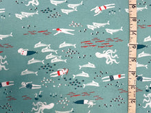 90% Cotton 10% Lycra Knit Print 60" Mermaids and Dolphins